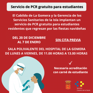 El Cabildo de La Gomera y la gerencia de los Servicios Sanitarios ponen marcha un servicio de PCR gratuito para estudiantes