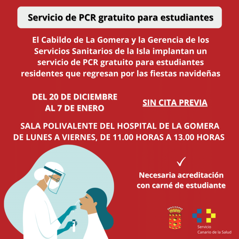 Lee más sobre el artículo El Cabildo de La Gomera y la gerencia de los Servicios Sanitarios ponen marcha un servicio de PCR gratuito para estudiantes