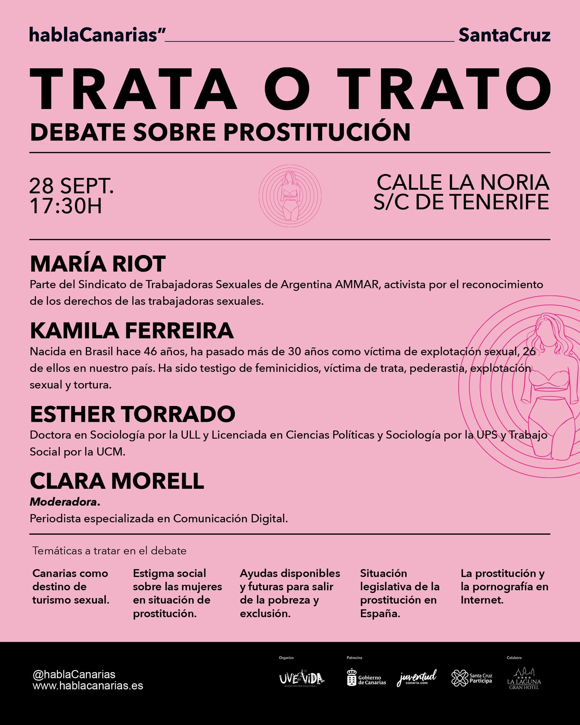 En este momento estás viendo “Trata o trato” es el título del próximo debate público sobre prostitución, que propone habla Canarias en su sexta edición de diálogos en la calle